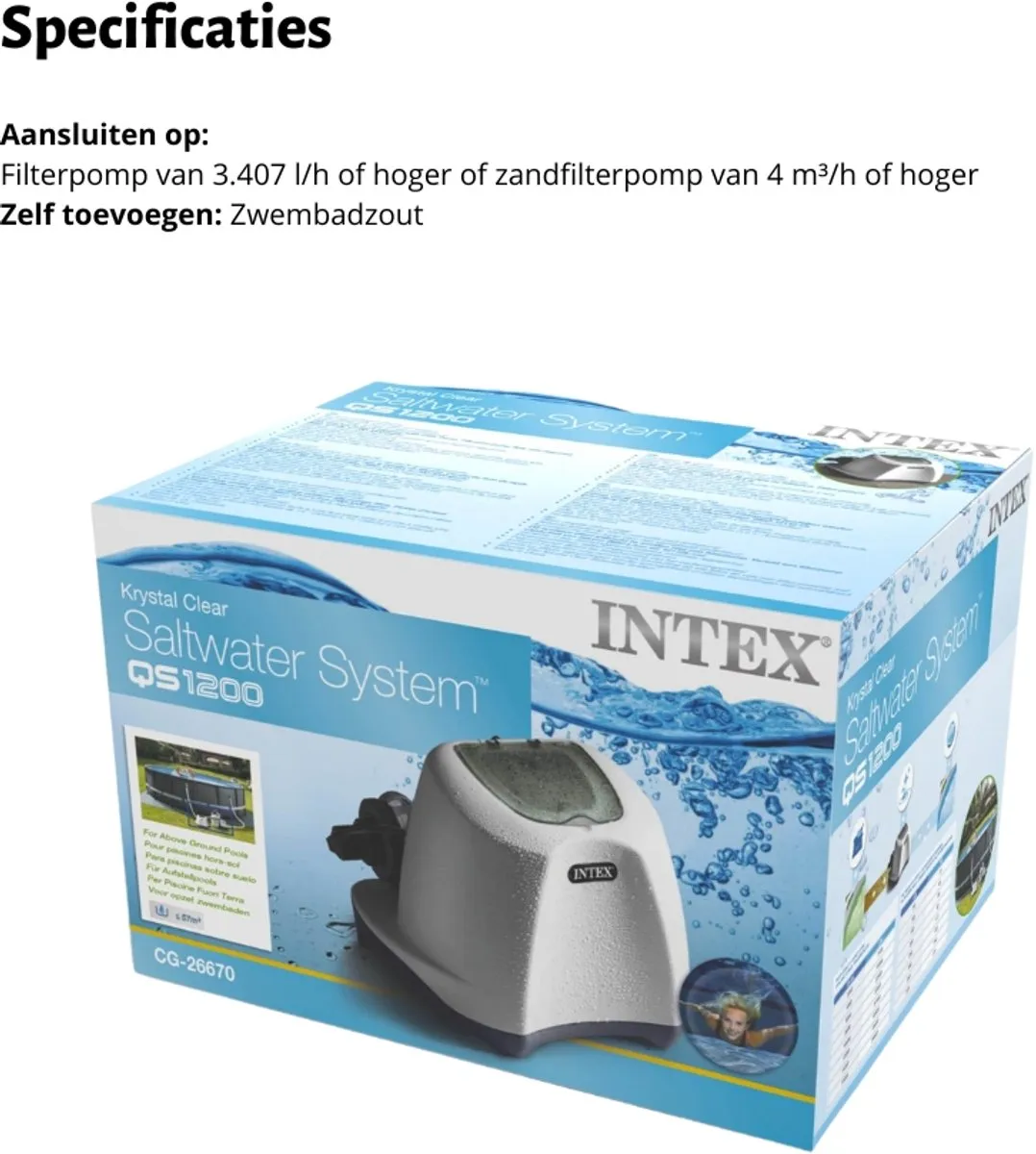 Intex Krystal Clear Zoutwatersysteem QS1200 26670GS - 12.112 L/u