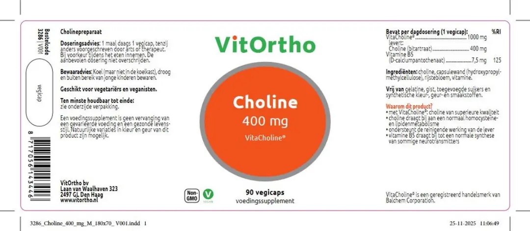 VitOrtho Choline 400mg - 90 Capsules
