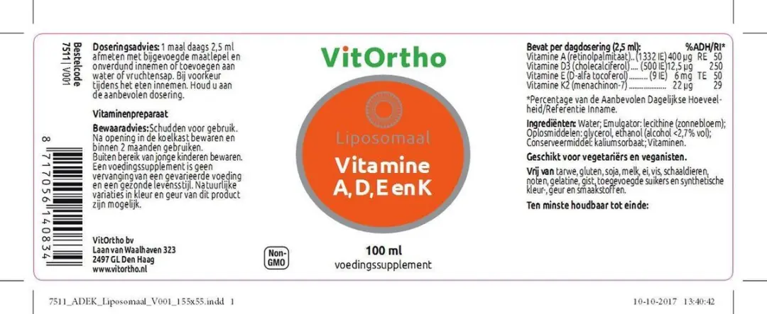VitOrtho Vitamine ADEK Liposomaal 100ml
