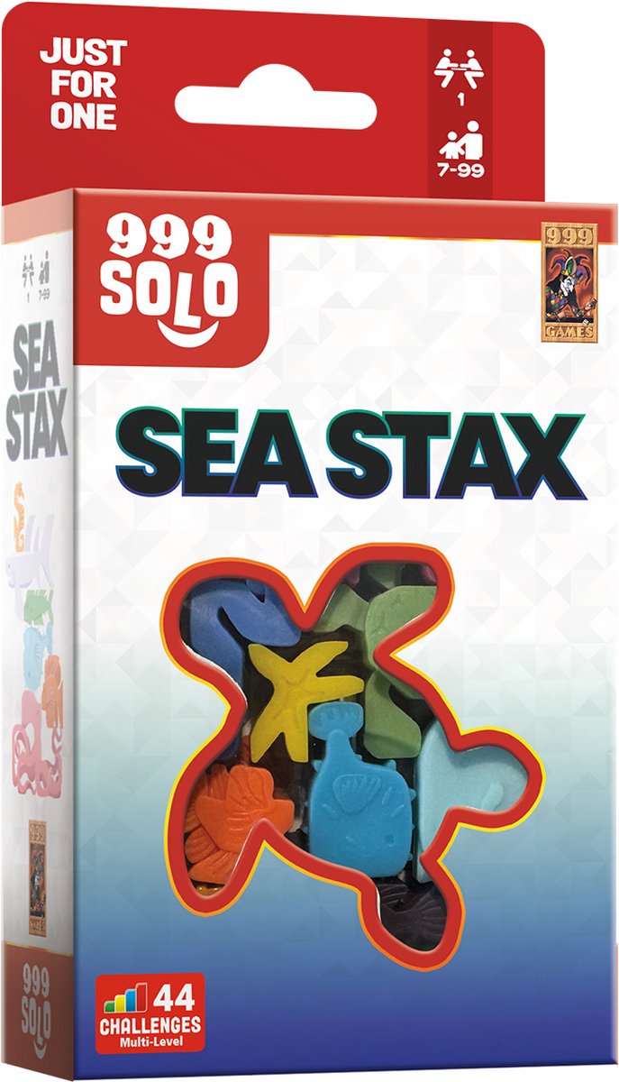 999 Games - Sea Stax - Breinbreker - Puzzelstukjes in de vorm van zeedieren - Stimuleert het ruimtelijk inzicht - Educatief spel - Dierenpuzzel - Solo spel - Klein cadeautje