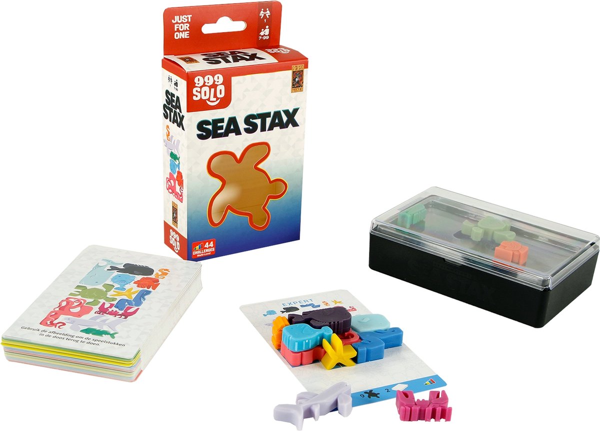 999 Games - Sea Stax - Breinbreker - Puzzelstukjes in de vorm van zeedieren - Stimuleert het ruimtelijk inzicht - Educatief spel - Dierenpuzzel - Solo spel - Klein cadeautje