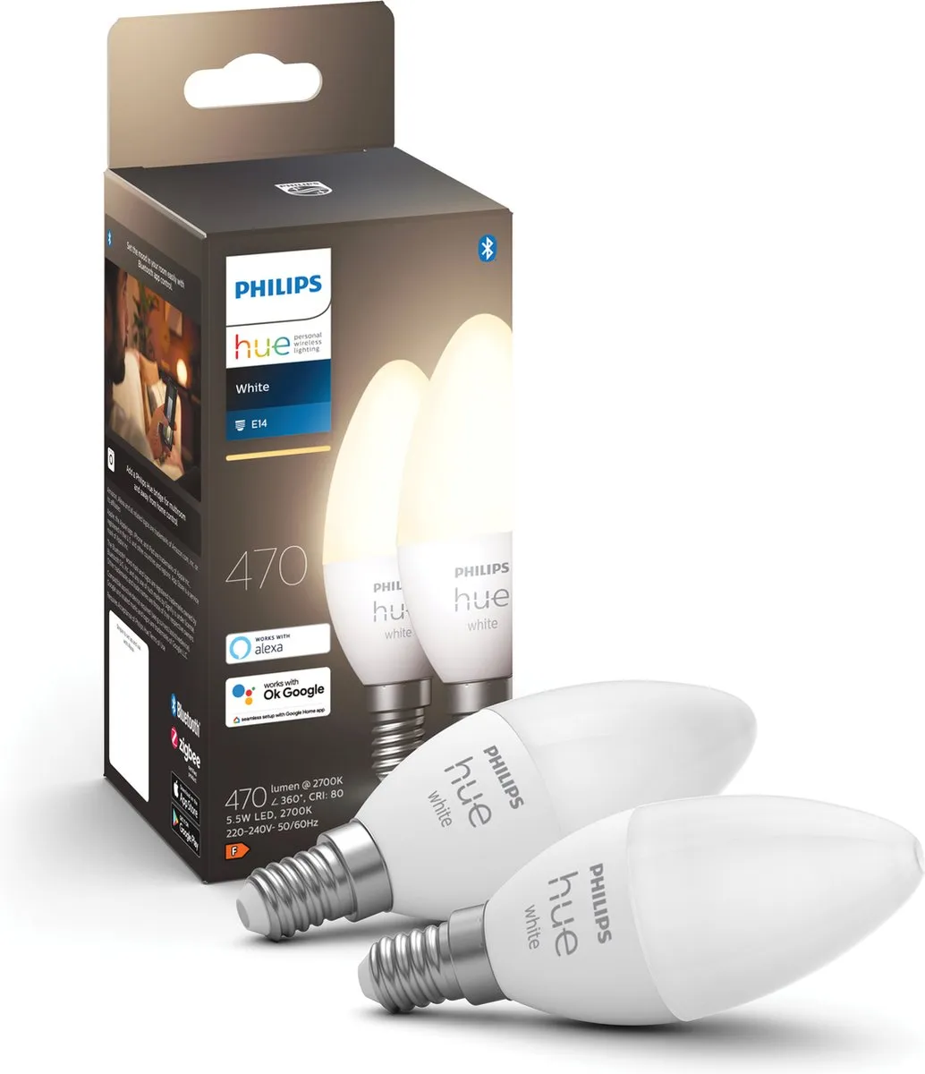 Philips Hue Kaarslamp E14 Warm Wit 5,2W