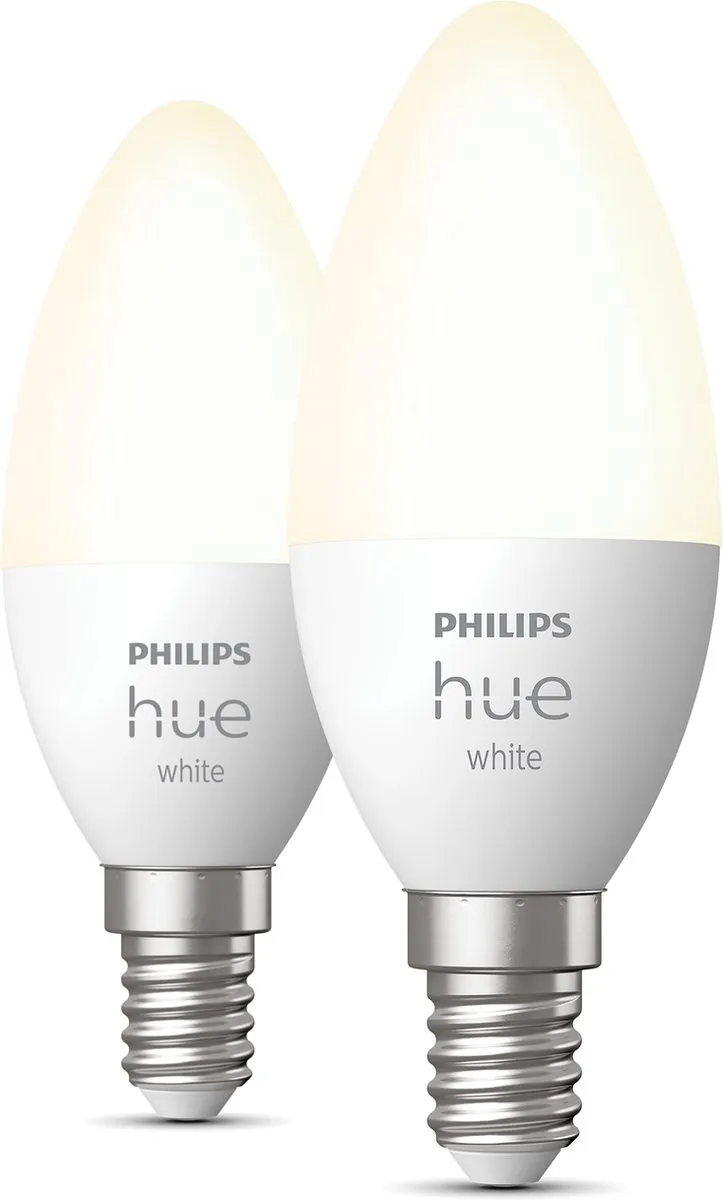 Philips Hue Kaarslamp E14 Warm Wit 5,2W - Mat - 2 Stuks