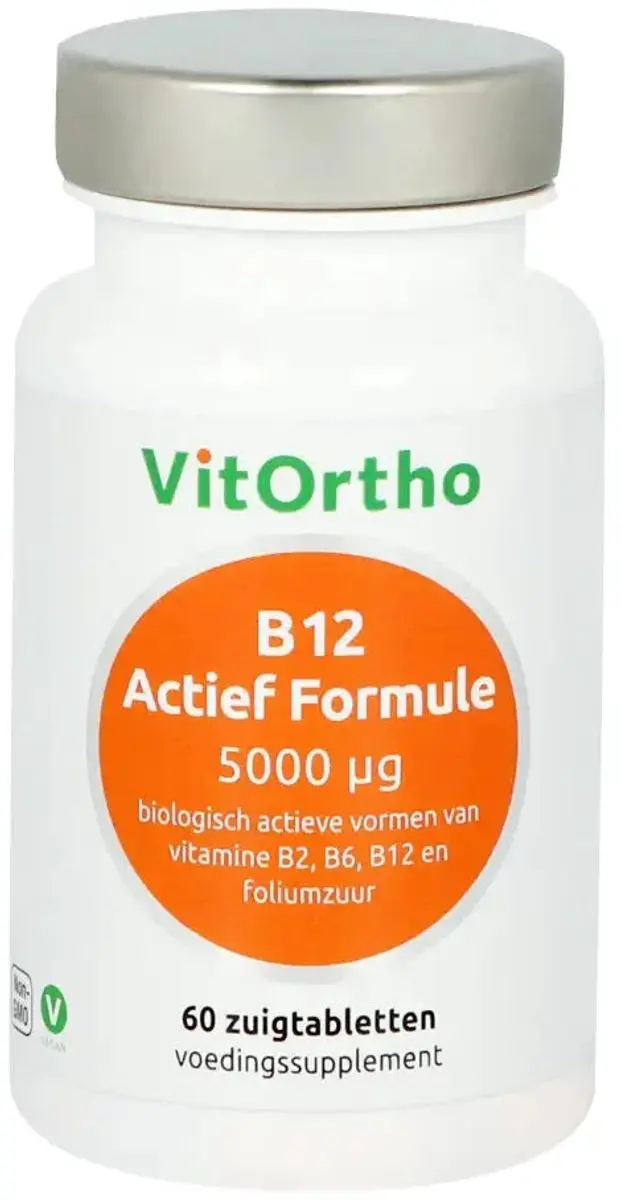 VitOrtho B12 Actief Formule 5000mcg Zuigtabletten - 60 Stuks
