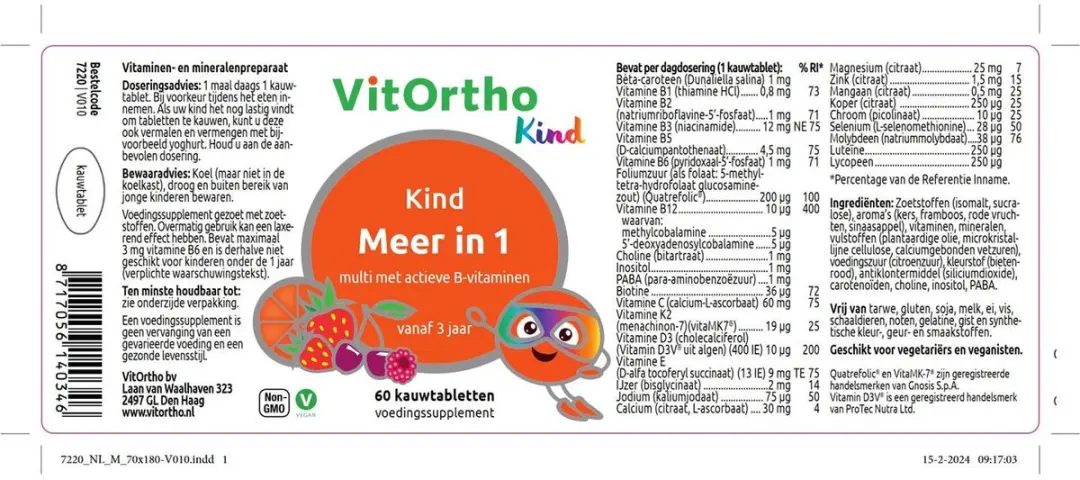 VitOrtho Meer in 1 Kind Kauwtabs - 60 Stuks