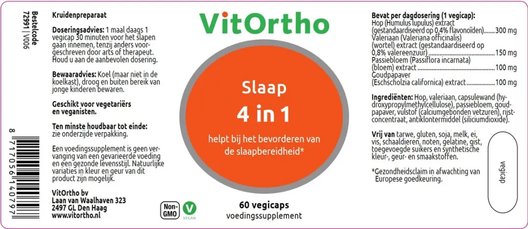 VitOrtho Slaap 4-in-1 Capsules - 60 Stuks