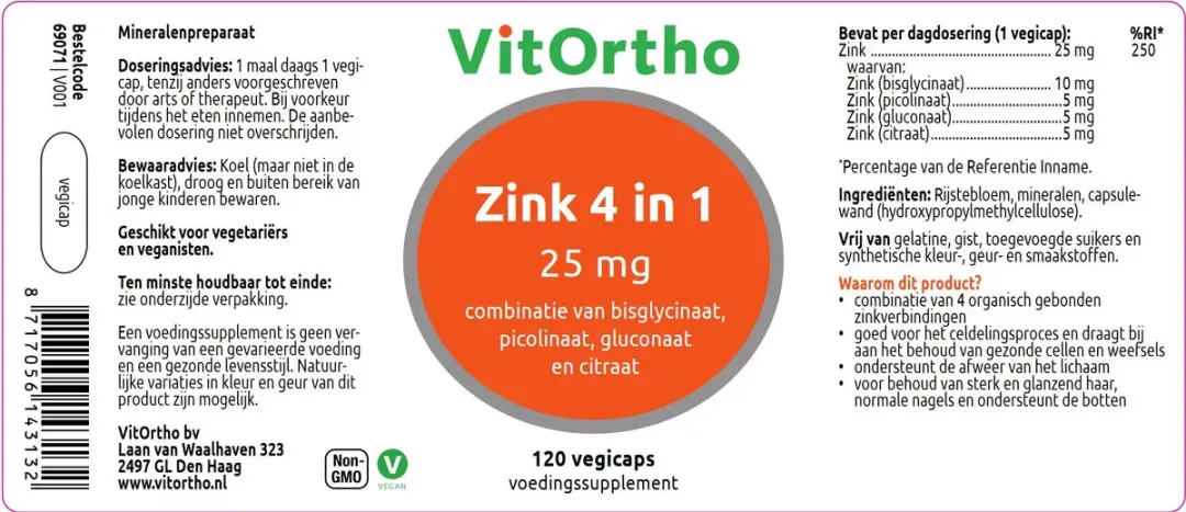 VitOrtho Zink 4-in-1 120 Vegicaps