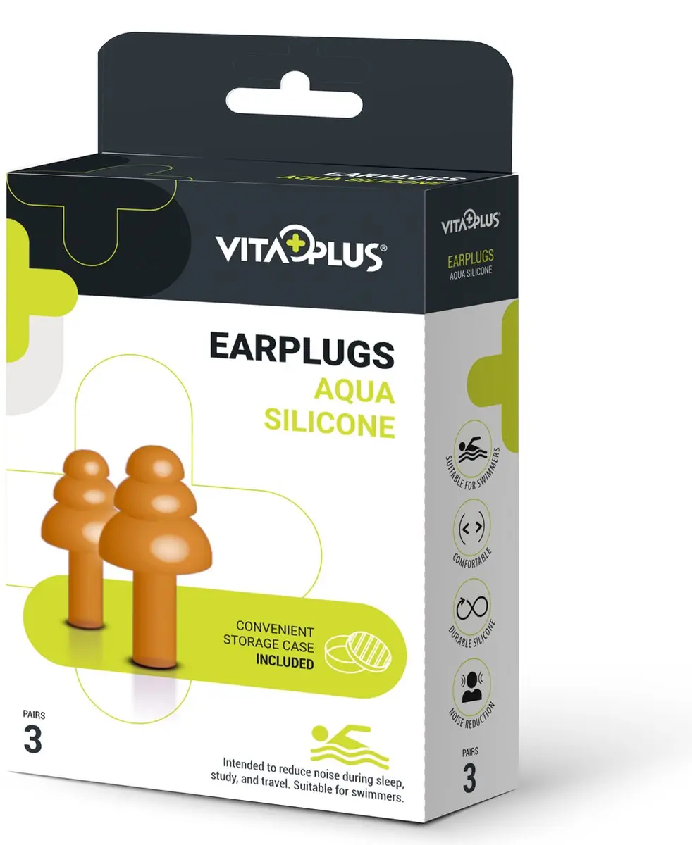 Vitaplus Earplugs Aqua Silicone - 6 Stuks - Oranje