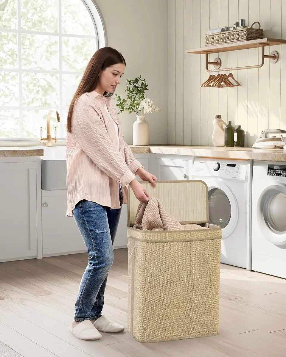 Songmics Bamboe Wasmand 90L - Natuurlijk - afbeelding 3 van 6