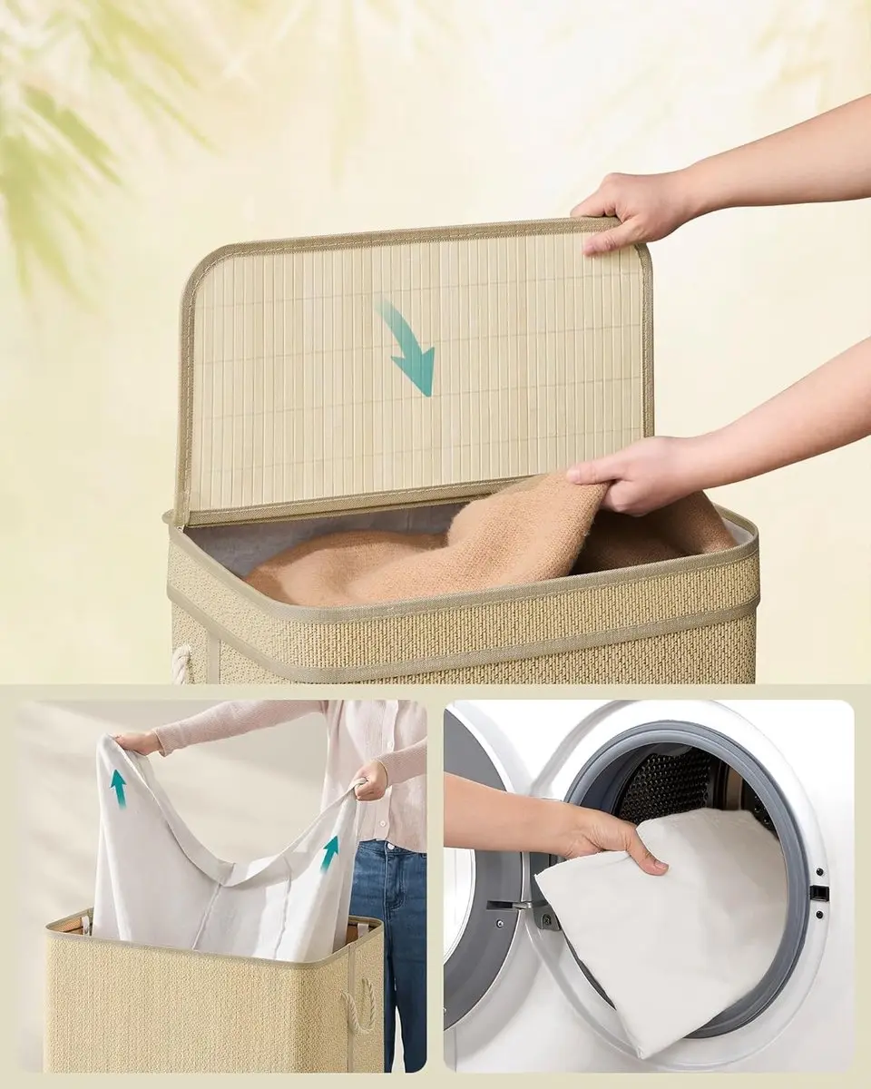 Songmics Bamboe Wasmand 90L - Natuurlijk - afbeelding 4 van 6