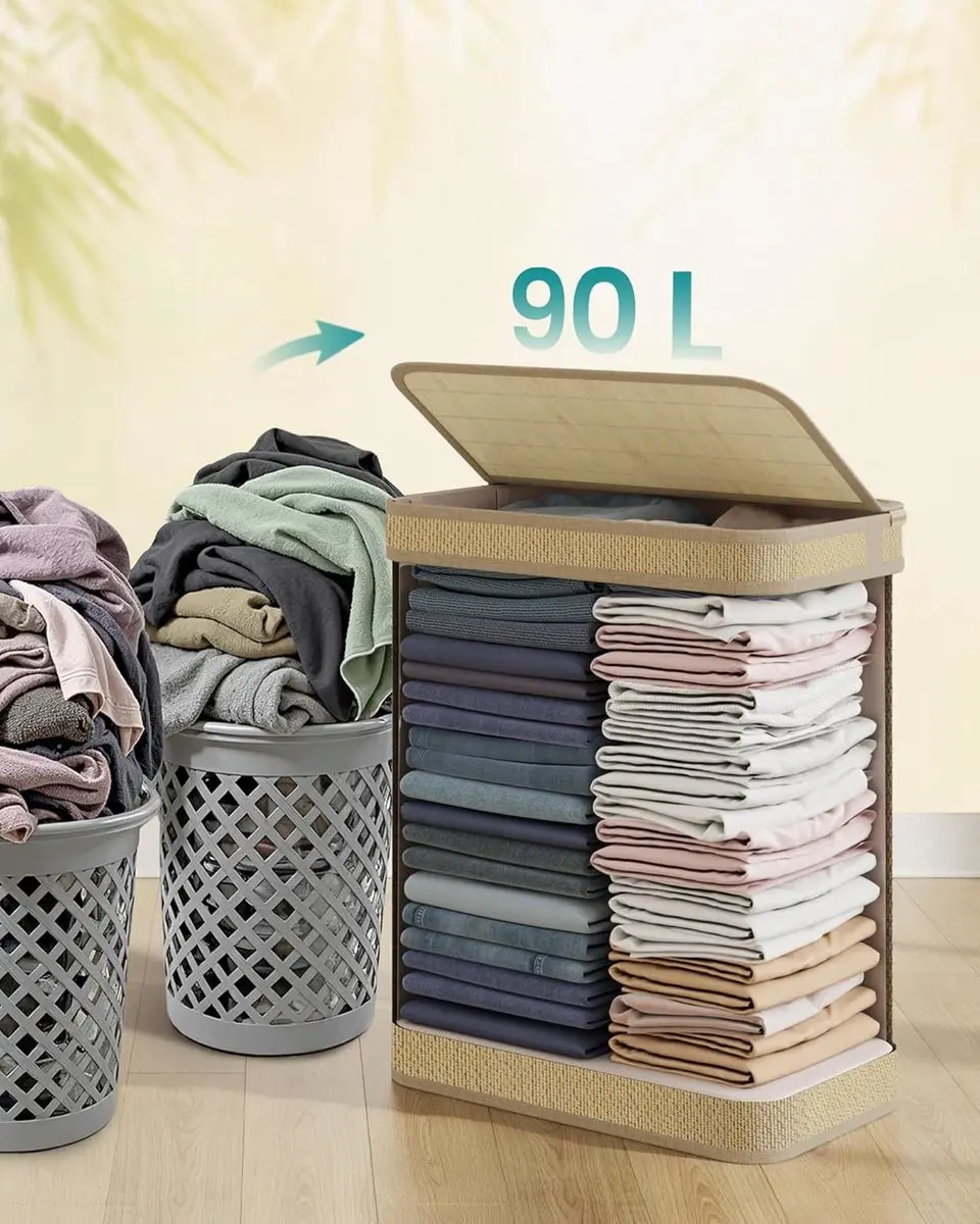 Songmics Bamboe Wasmand 90L - Natuurlijk - afbeelding 2 van 6
