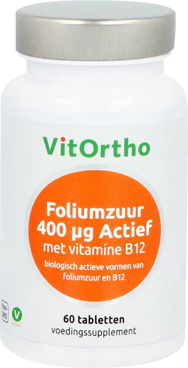 VitOrtho Foliumzuur 400mcg Actief met B12 - 60 Tabletten