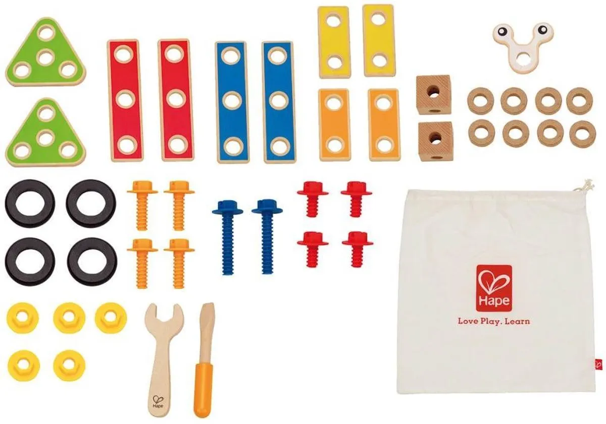 Hape Bouwset 42 Onderdelen - Geel