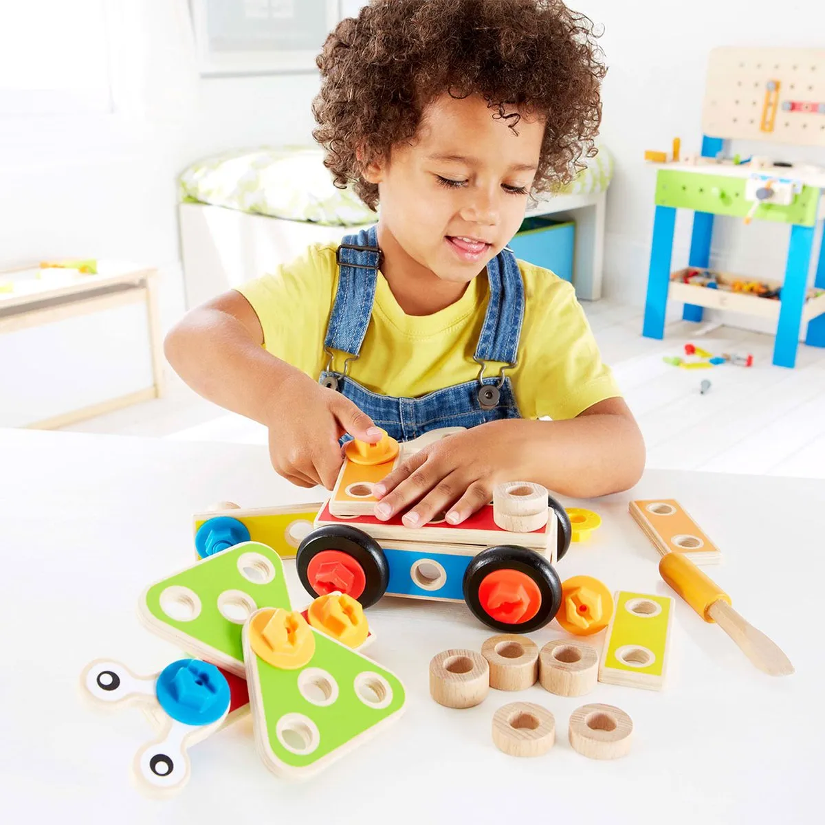 Hape Bouwset 42 Onderdelen - Geel