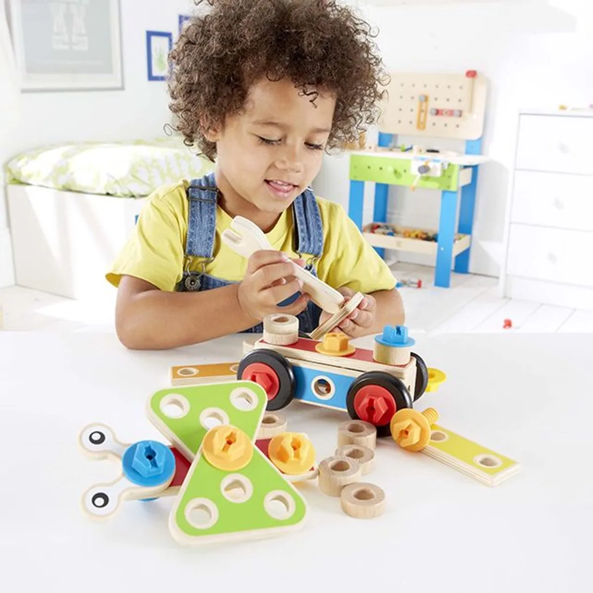 Hape Bouwset 42 Onderdelen - Geel
