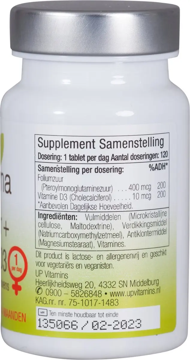 Unipharma Foliumzuur + Vitamine D3 Tabletten - 120 Stuks