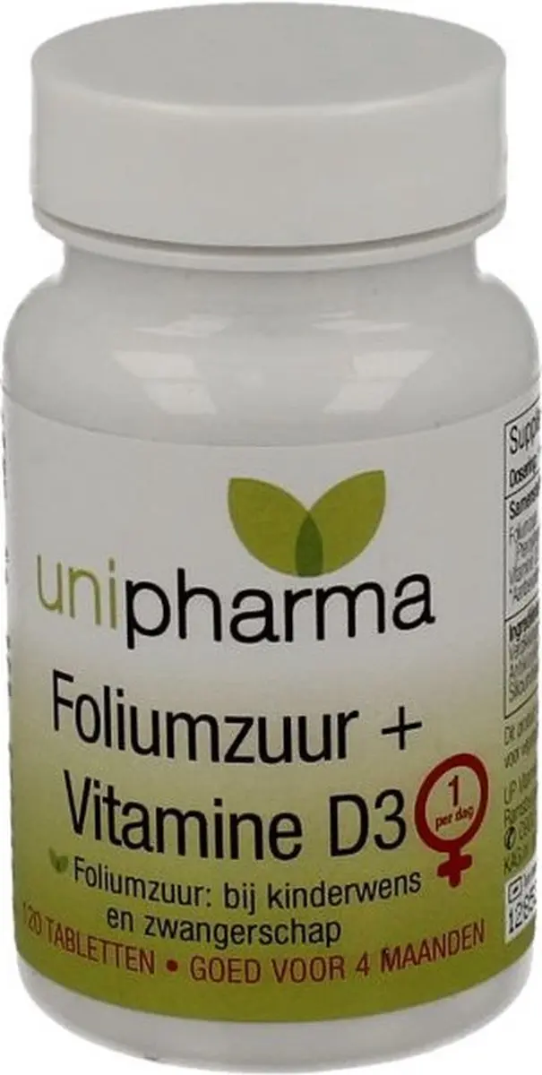 Unipharma Foliumzuur + Vitamine D3 Tabletten - 120 Stuks
