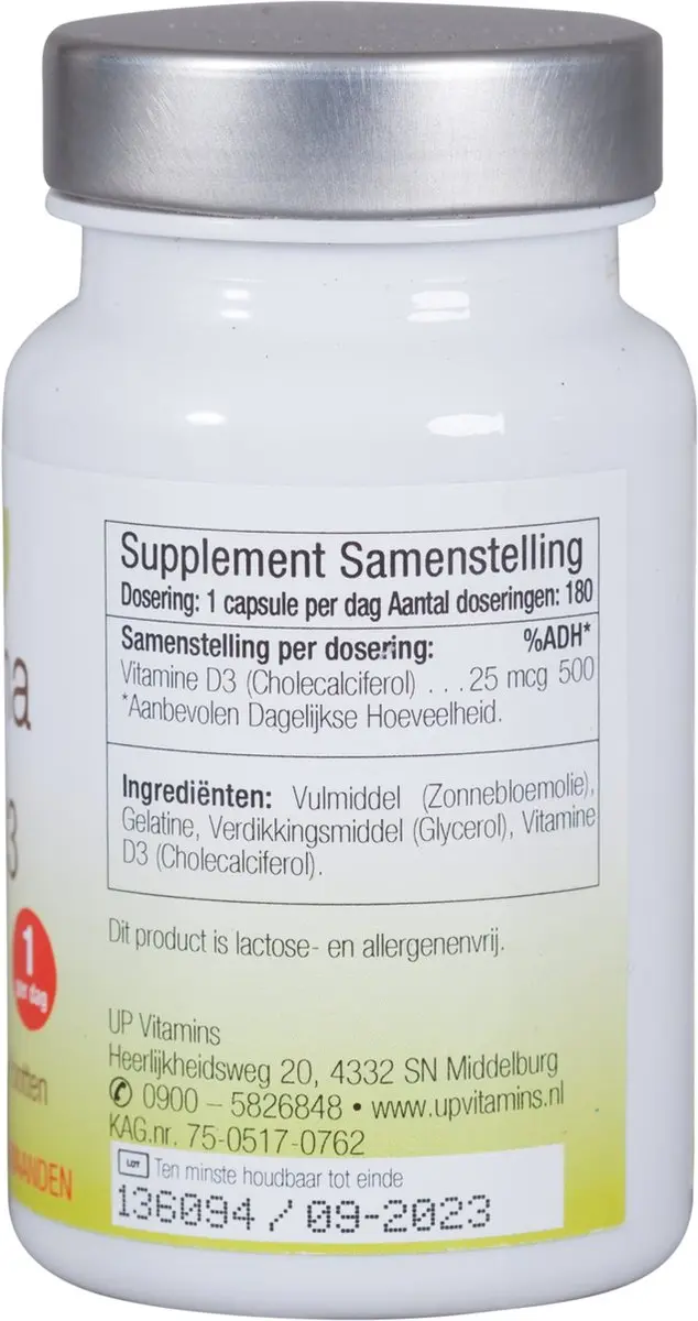 Unipharma Vitamine D3 25mcg - 180 Capsules