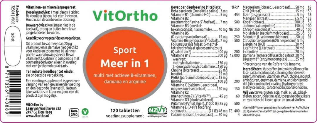 VitOrtho Meer in 1 Sport 120 Tabletten