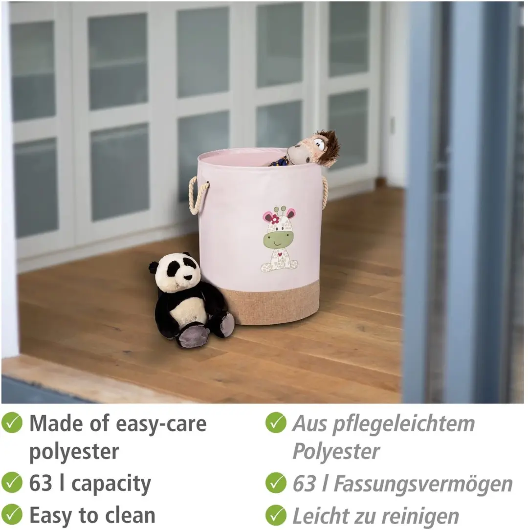 Wenko Wasmand Kids Greta Pink - Giraffenprint 63L