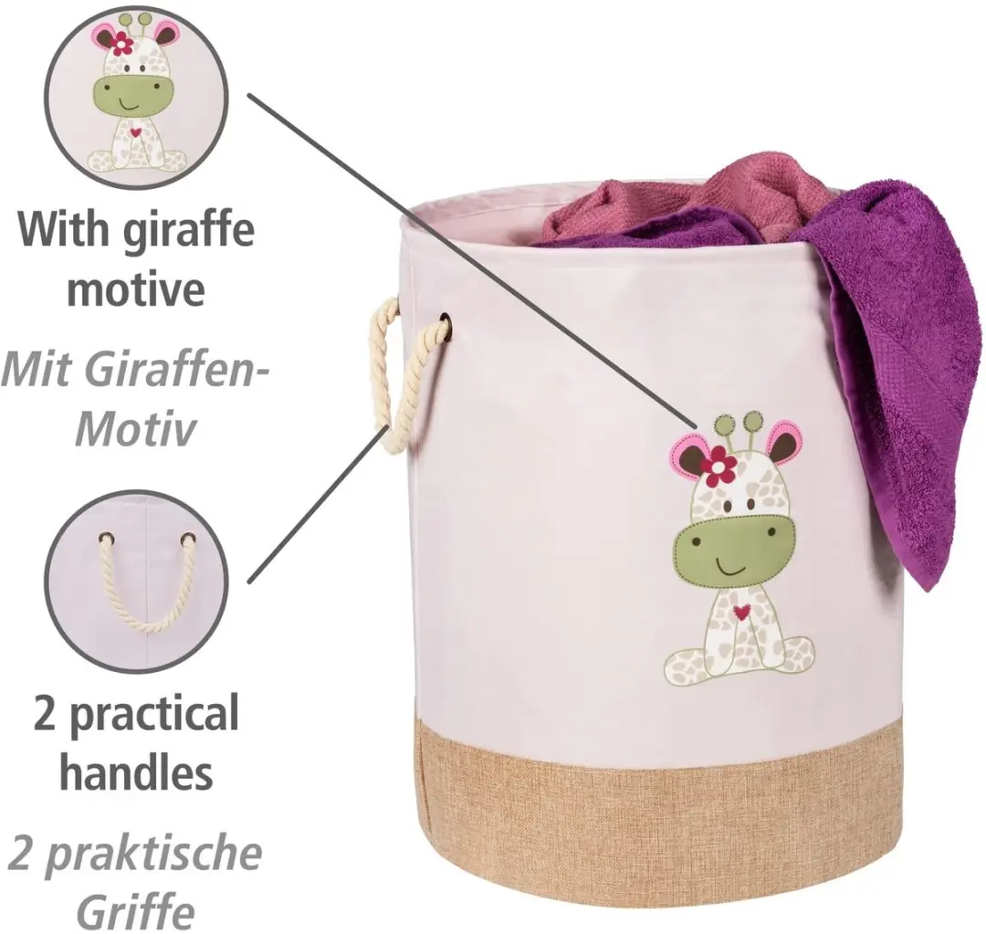 Wenko Wasmand Kids Greta Pink - Giraffenprint 63L