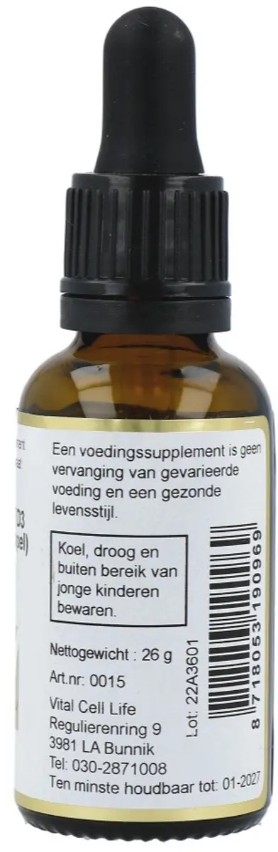 Vital Cell Life Vit D3 15Mcg Druppels 30ml - 30 Stuks