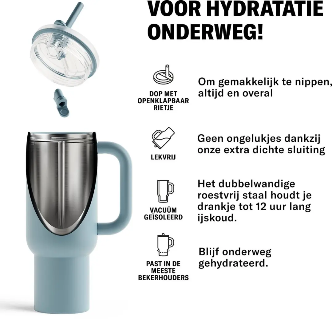 Waterdrop Explorer Thermo Drinkbeker 1,1L - 12 uur koud - Leiblauw