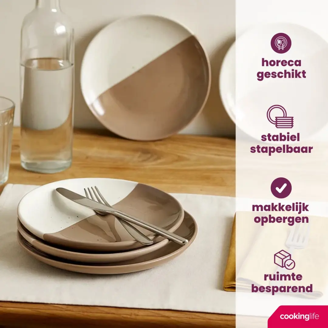 Cookinglife Dinerborden Leem Ø27cm - 6 Stuks