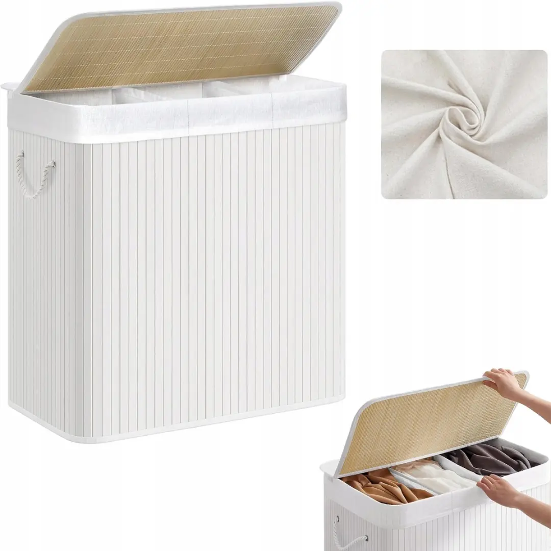 Songmics Bamboe Wasmand 3 Vakken 150L