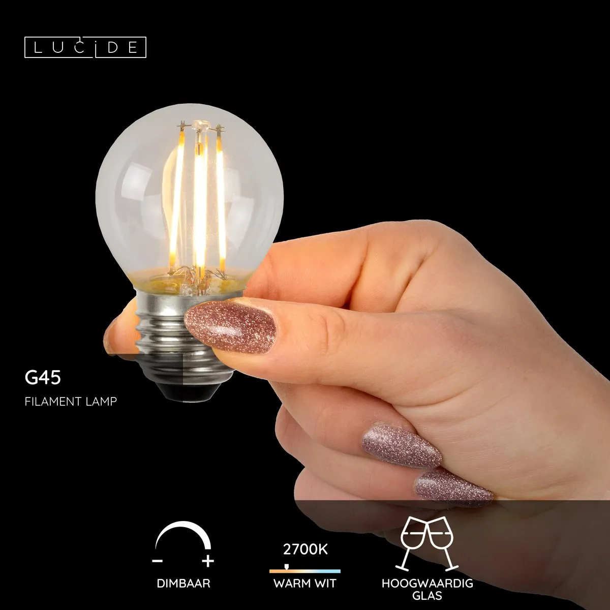 Lucide G45 LED Filamentlamp E27 4W 2700K - Transparant