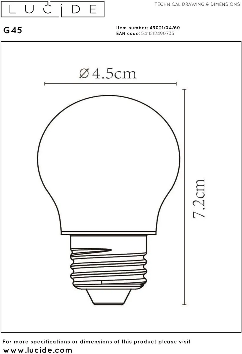 Lucide G45 LED Filamentlamp E27 4W 2700K - Transparant
