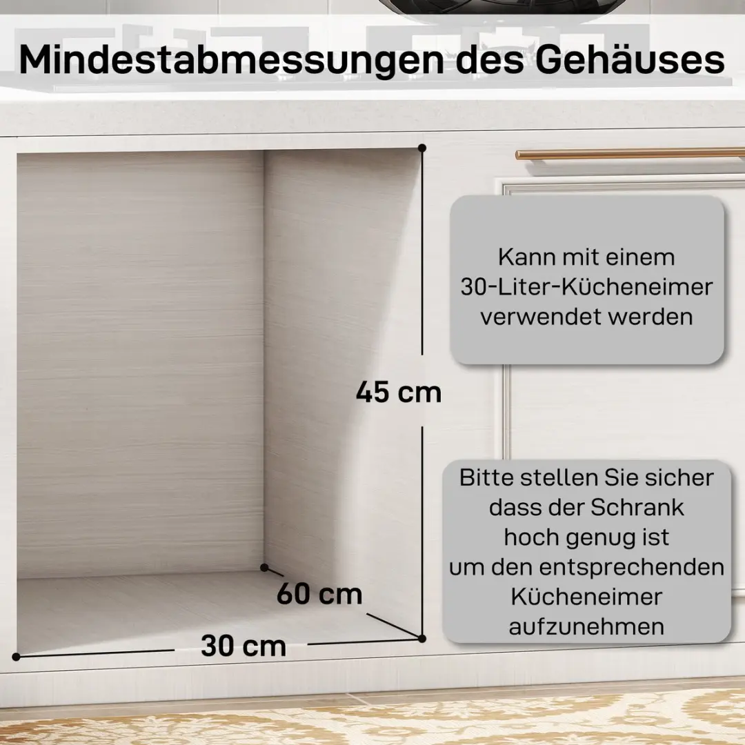 Homcom Inbouwafvalbak 2-delig 30L Grijs - 52x26x40,8cm - afbeelding 4 van 6