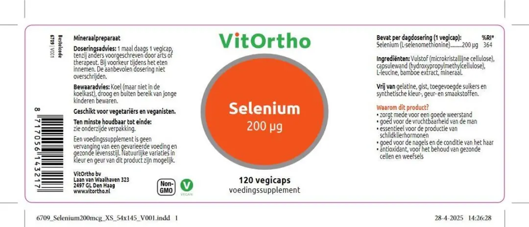 VitOrtho Selenium 200mcg Capsules - 120 Stuks