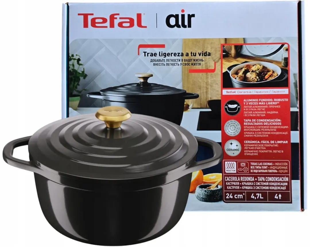 Tefal Air Keramische Pan 24cm - 4,7L - Zwart
