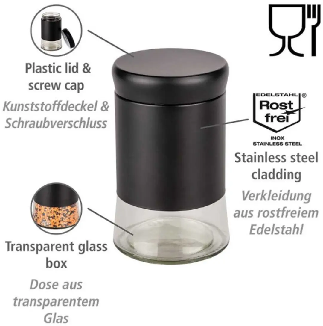 Wenko Boga Glazen Opbergpot 0.6L - Ø9x15cm Zwart - afbeelding 4 van 6