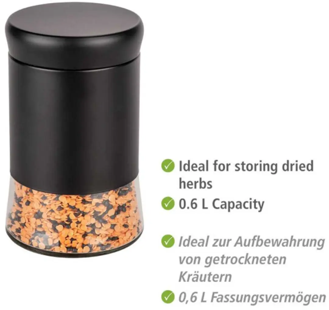 Wenko Boga Glazen Opbergpot 0.6L - Ø9x15cm Zwart - afbeelding 5 van 6