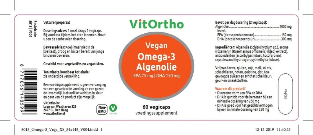 VitOrtho Omega-3 Algenolie Vegan 60 Vegicaps