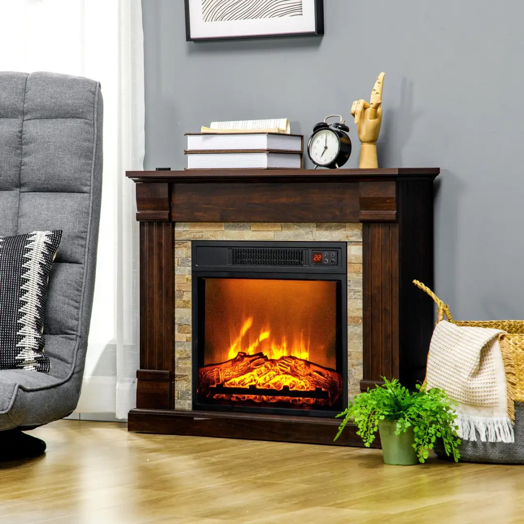 Homcom Elektrische Haard 80x21,6x67,8cm - Bruin