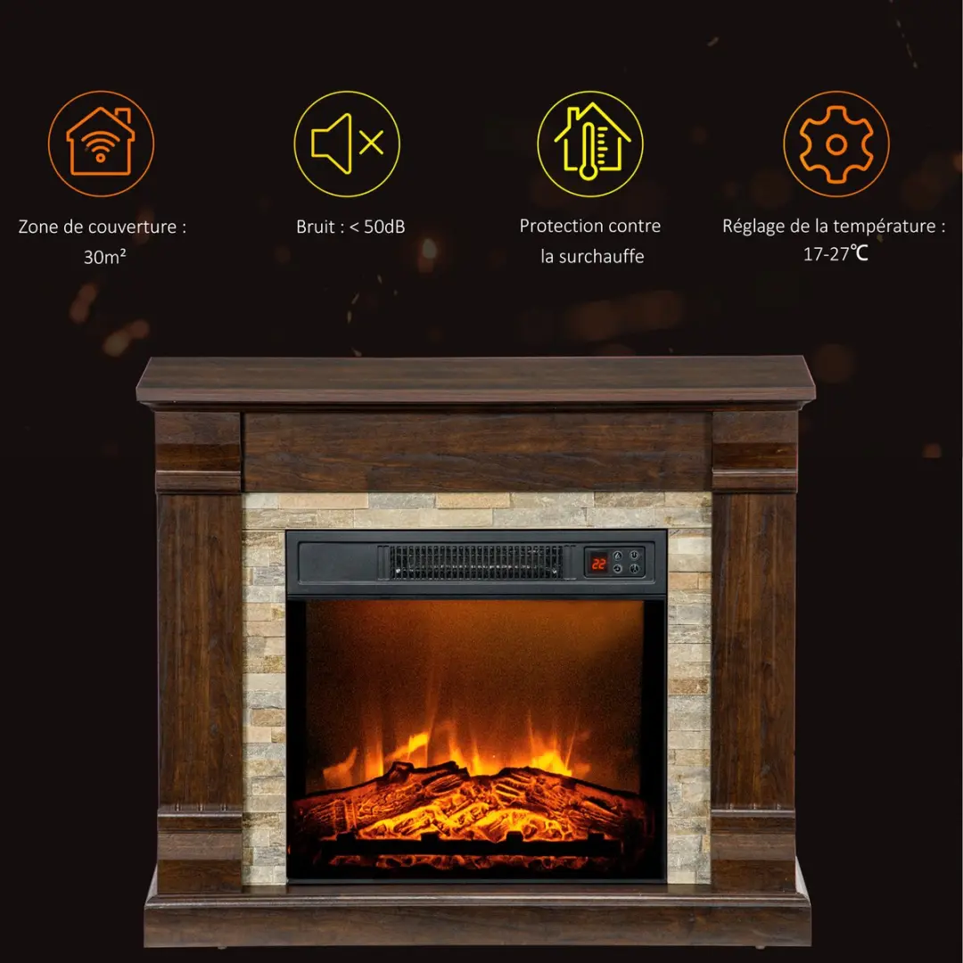 Homcom Elektrische Haard 80x21,6x67,8cm - Bruin