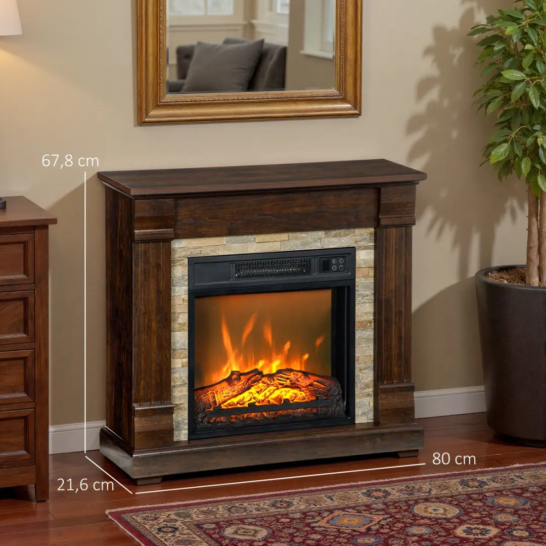 Homcom Elektrische Haard 80x21,6x67,8cm - Bruin