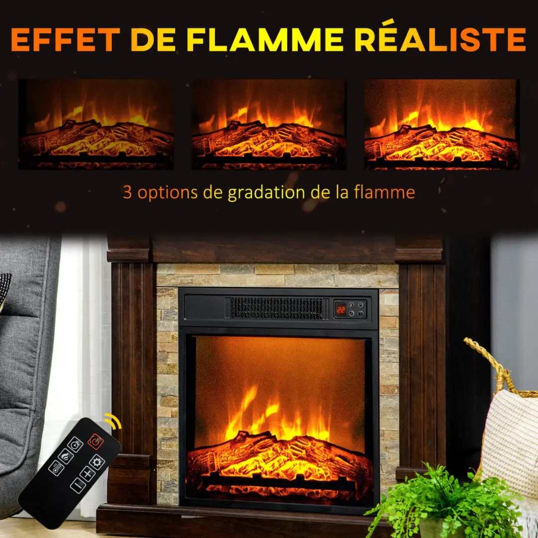 Homcom Elektrische Haard 80x21,6x67,8cm - Bruin - afbeelding 6 van 6