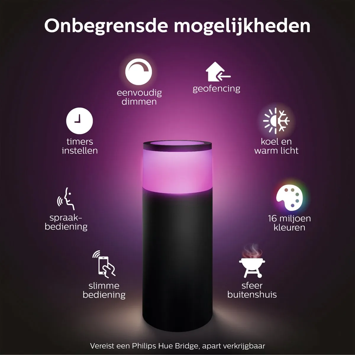 Philips Hue Calla Sokkellamp - Zwart