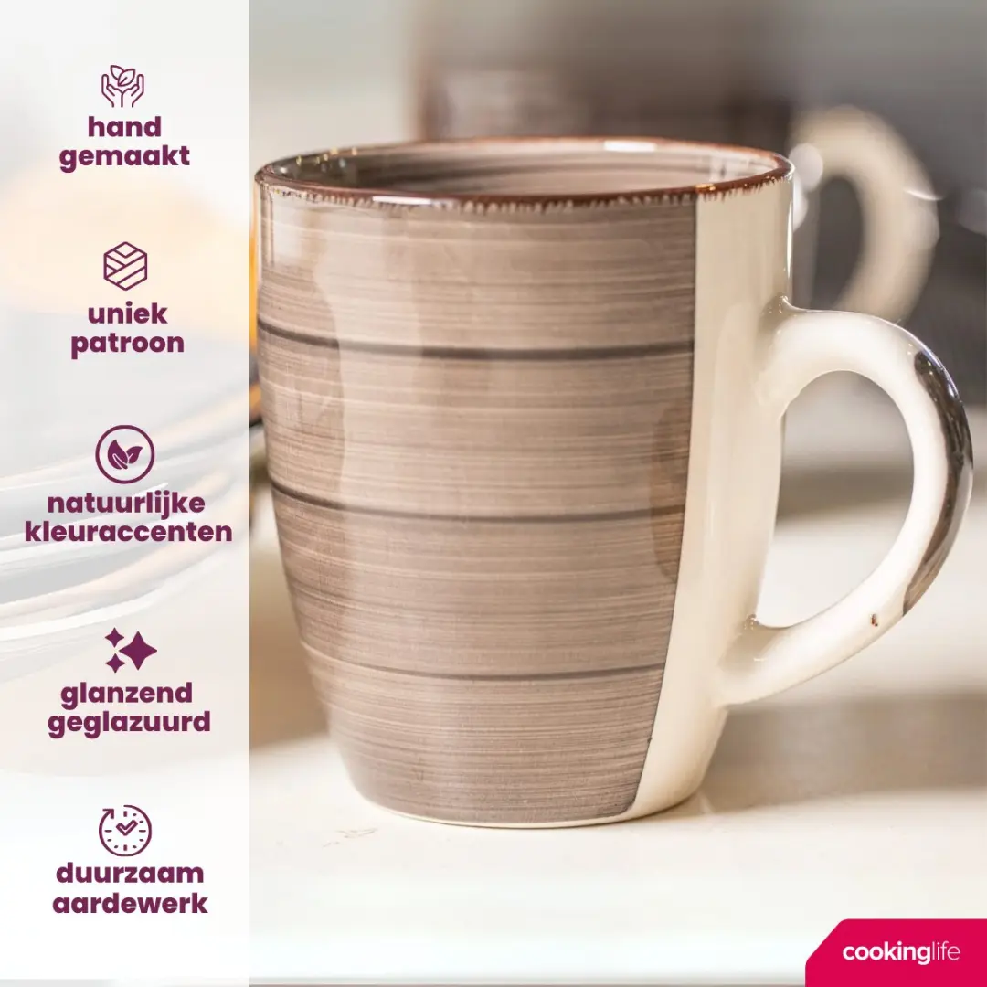 Cookinglife Delice Koffiekopjes Grijs - 180ml - 6 Stuks