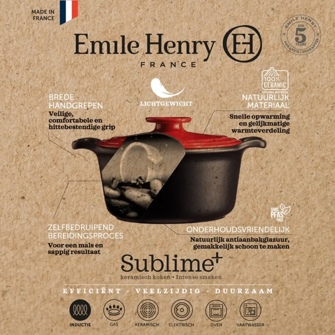 Emile Henry Sublime+ Sauteuse Ø290mm 4L - Zwart