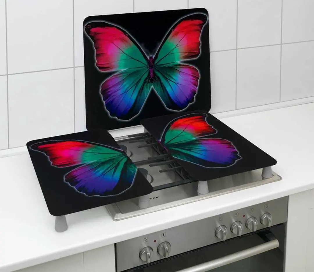 Wenko Papillon Keukensnijplank Glas - Meerkleurig - 2 Stuks - afbeelding 2 van 4