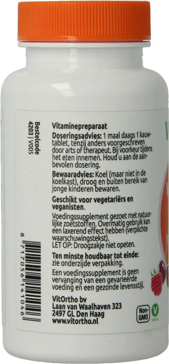 VitOrtho Vitamine C 250mg Kauwtabs Kind - 60 Stuks