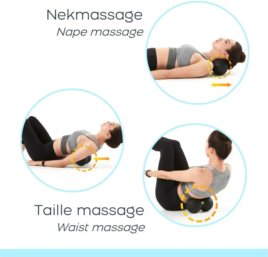 Wonder Core Peanut Massage Ball Duo - 24x12cm - Zwart