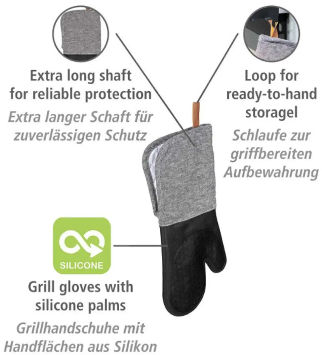 Wenko Ada Ovenhandschoenen Silicone - 2 Stuks - Zwart - afbeelding 3 van 6