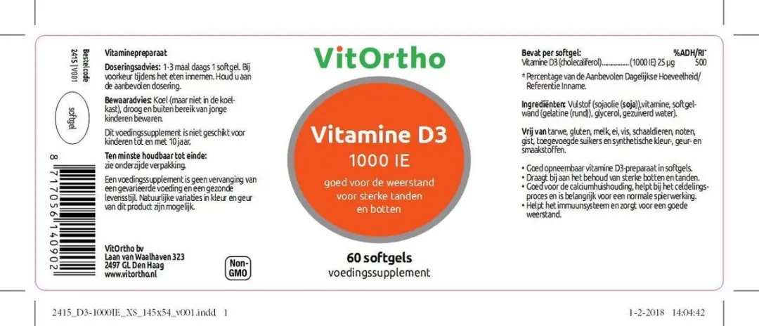 VitOrtho Vitamine D3 3000IE - 120 Stuks