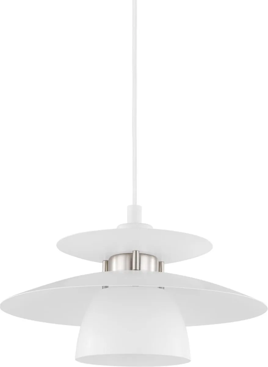 Eglo Brenda Hanglamp E27 - Ø32cm - Wit/Nikkelmat
